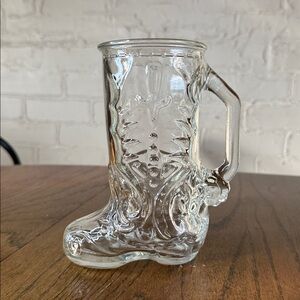 Vintage LIBBEY OF MEXICO 6 1/2 in Cowboy BOOT Embossed Glass vase Era 1979-80s